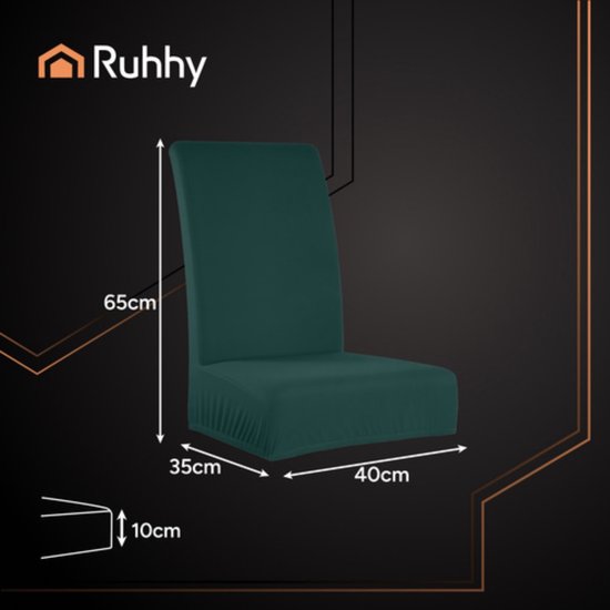 Ruhhy Stoelhoes – Flessengroen – Stretch – Wasbaar – 6‑delig