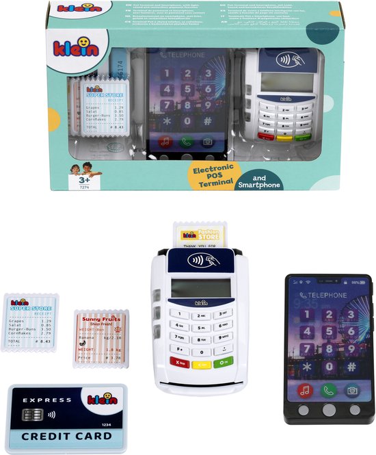 Klein Toys - PoS-terminal en Smartphone - 7-delige set - incl. licht- en geluidseffecten