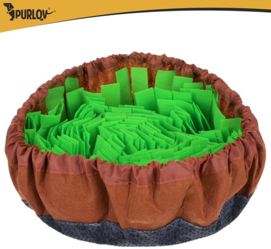 Purlov Grote snuffelmat voor honden en katten met antislip en verstelbaar trekkoord 48 x 48 cm