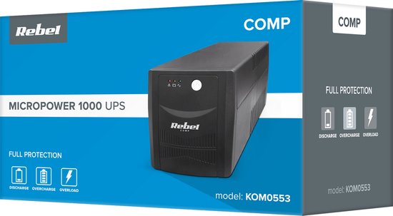 Rebel Micropower Serie - UPS Noodstroomvoorziening - 1000VA - 600W - Snelle Omschakeling