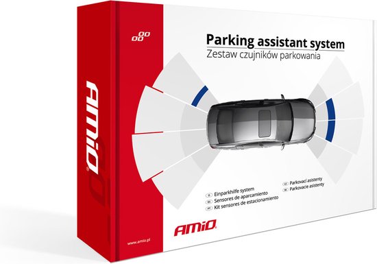 AMiO Parkeerhulpsysteem LED 8 sensor zwart binnenmontage 165mm