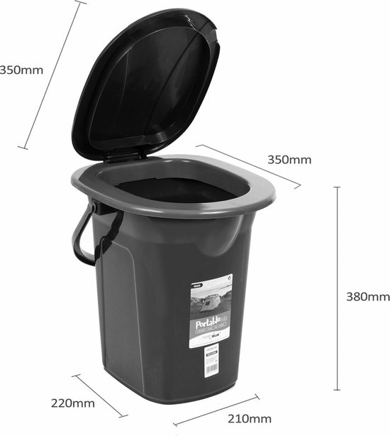 Campingtoilet 19L - Mobiele toiletemmer Reistoilet Toiletemmer Toilet Mobiele camping Antraciet
