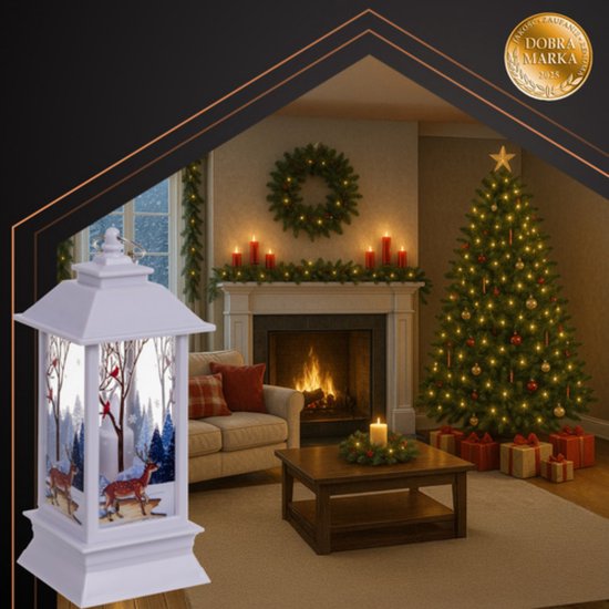 Ruhhy Kerstlantaarn - wit - 12 x 5 cm - kunststof - LED licht - lantaarn - kerst - kerstlicht