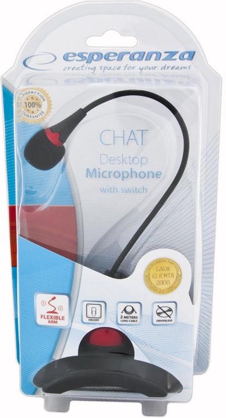 Esperanza EH130 microfoon Zwart, Rood PC-microfoon