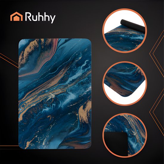 Ruhhy badmat 60x40 cm – marmerlook, absorberend, antislip