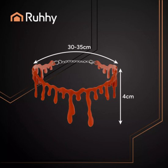 Ruhhy Halloween Halsketting – Realistisch Bloed Effect – Kunststof Choker – Voor Vampier en Cosplay Outfits