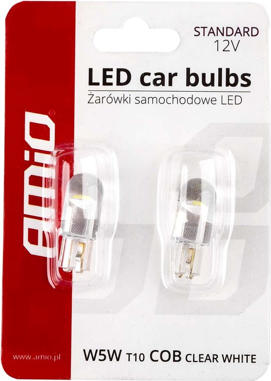 AMiO LED STANDAARD T10 W5W COB HPC 12V Helder wit