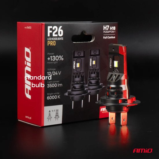 AMiO LumiTec F26 Night Breakers H7 H18 +130% PRO LIMITED LED Koplampen - 68W 12V 24V FULL CANBUS Dimlicht Grootlicht
