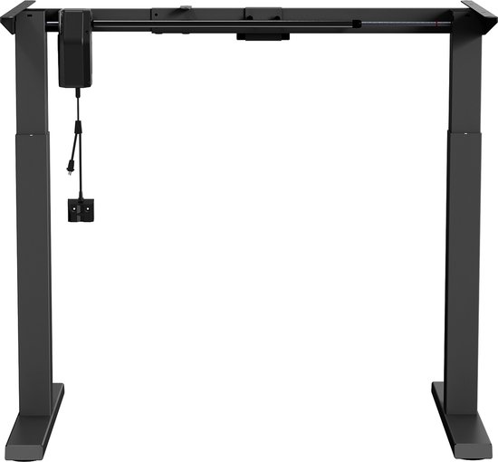 Ergo Office - Zit-sta bureau - Elektrisch in hoogte verstelbaar bureau max hoogte 123cm - max 70 kg | Zonder tafelblad - Zwart
