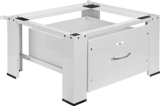 Maclean - Wasmachine Verhoger - Sokkel voor wasmachine/droger met lade - Wasdrogeronderstel - max. belasting 150kg, wit, MC-117 W