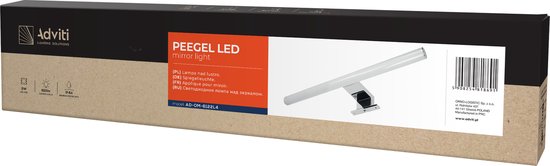 PEEGEL LED spiegellamp Mirror lamp  Badkamerverlichting, Zilver ,9W 810lm,  60 cm lang, kunststof + acryl ,4000K Wit licht