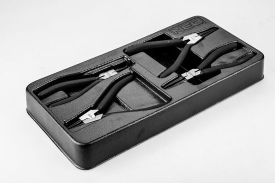 NEO borgveertangenset 4 delig, inleglade, voor borgveren 19-60mm