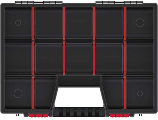 Kistenberg Sorteerbox/vakjes koffer - spijkers/schroeven/kleine spullen - 30 vaks - kunststof - zwart - 40 x 30 x 5 cm