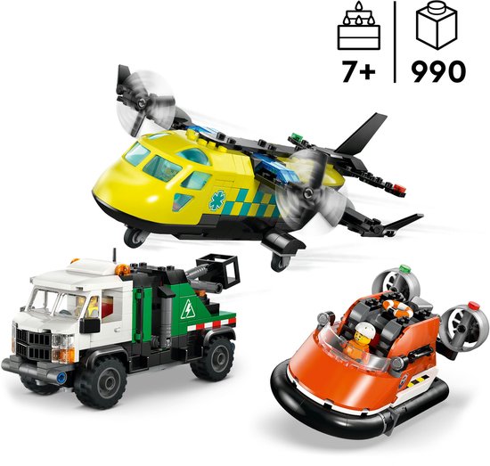 LEGO - City Great Vehicles - Vliegtuig, Servicewagen en Hovercraft Remix