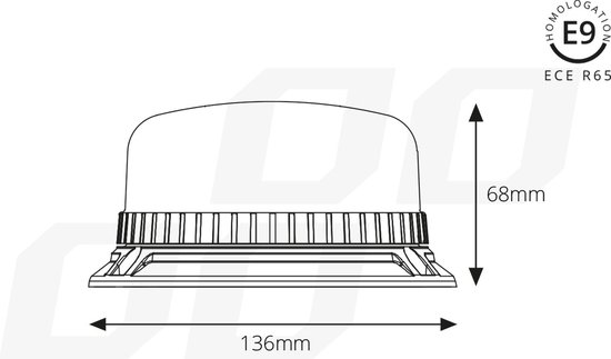 AMiO Stroboscoop Zwaailicht Waarschuwingslamp W03B 3BOLT 36LED 12/24V IP56 Oranje R65 R10