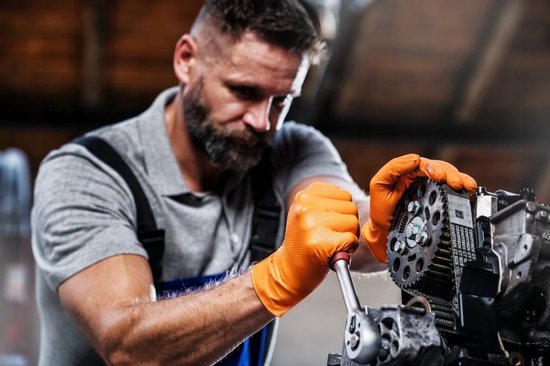 Mercator GoGrip Orange - Nitril Handschoenen (Premium) - Oranje - Maat L - 50 Stuks - 3D Diamantstructuur