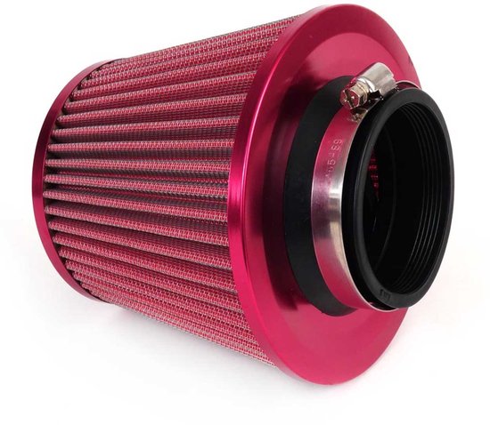 AMiO Open Luchtfilter Sport Filter met Cold Air Intake & 3 Adapters Rood