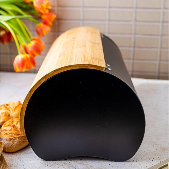 Klausberg 7712 - Broodtrommel - hout - Zwart - 38 x 24 x 20.5 cm