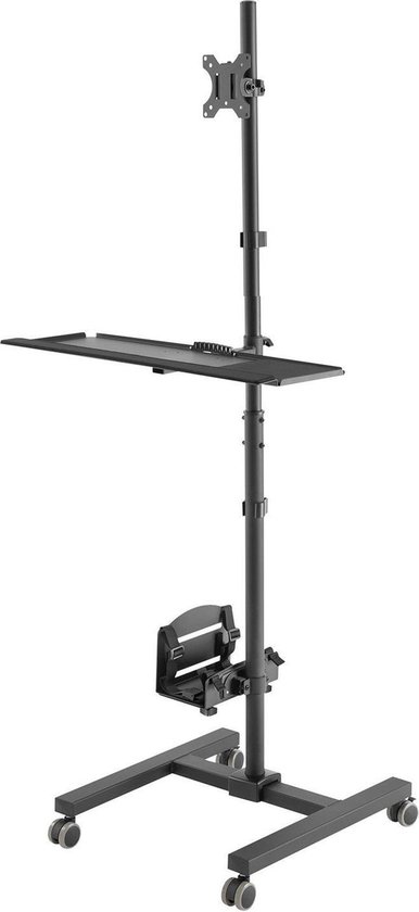 Maclean MC-793 - Monitorstandaard op wielen - statief - PC houder - trolley voor de monitor - ideale stand-up werkplek!