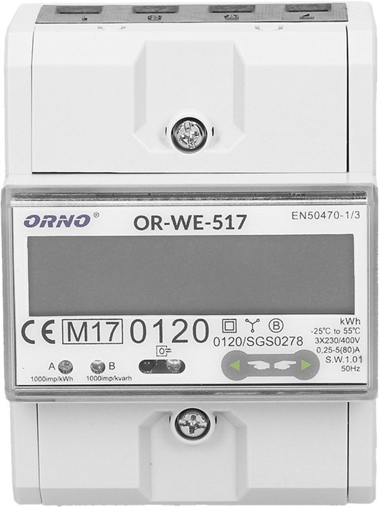 ORNO OR-WE-517, Elektronisch, Plug-in, Uitgangsvermogen, Wit, kWh, LCD