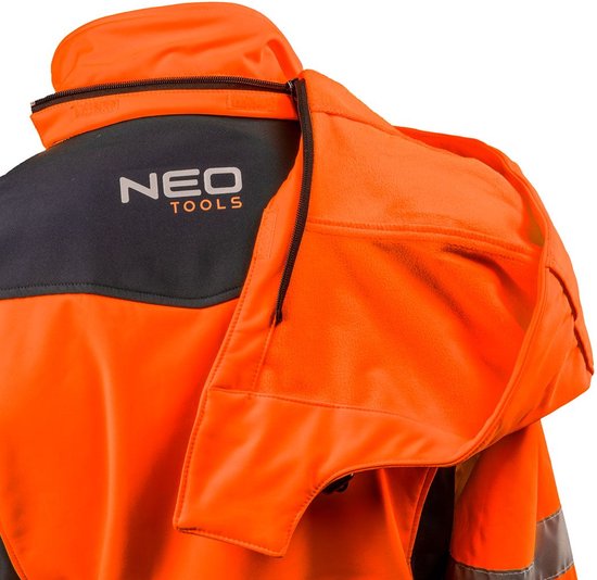 Neo Tools Hi-Vision Softshell Jas Flu Oranje M/50 Donkere Stof Water En Wind Bestendig ISO 20471:2013 ISO 13688:2013