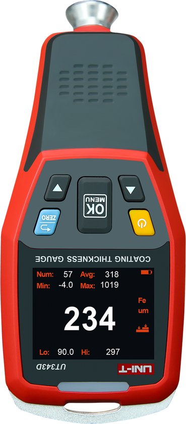 Uni-T UT343D - Dikkemeter - 0~1250 um - 2'' TFT LCD - Auto rotatie