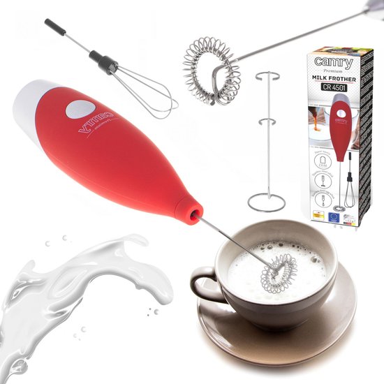MELK KOFFIE OPSCHUIMER MIXER KLOPPER ROOD CAMRY CR4501