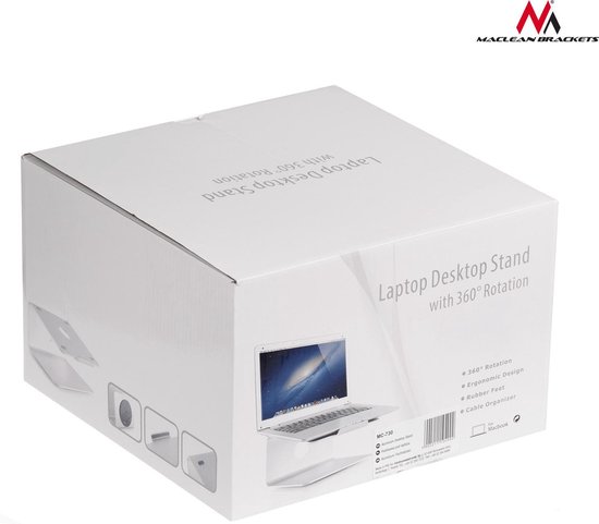 Aluminium Houder Stand voor laptop Maclean MC-730 Ventilatiesysteem in het midden van het steunvlak