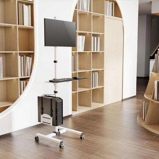 Maclean professionele Monitorstandaard - mobiel computerwerkstation op wielen - Pc-monitorstandaard houder 17-32 -, max 20kg, MC-793