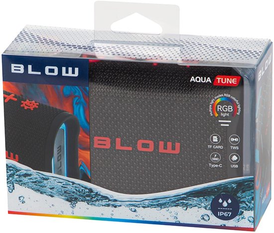 Blow Aqua Tune RGB Bluetooth Speaker 5W - BT 5.3 - 5V - USB-C - IP67 - Zwart