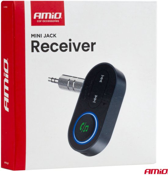 AMiO Draadloze Mini Audio Bluetooth Receiver Ontvanger – 3.5mm AUX Jack Muziekstreaming Handsfree