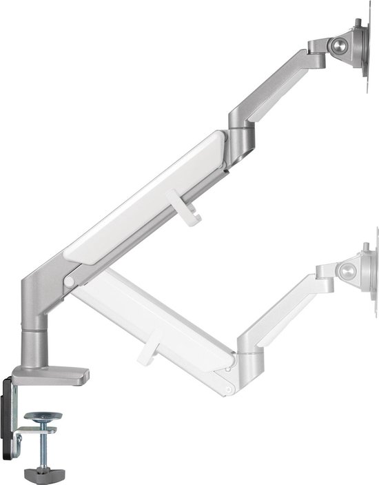 Ergo Office - Monitorbeugel met gasveer Tafelbeuge - Draaien 13"-32" tot 9kg VESA 75x75 100x100 (Grijs)