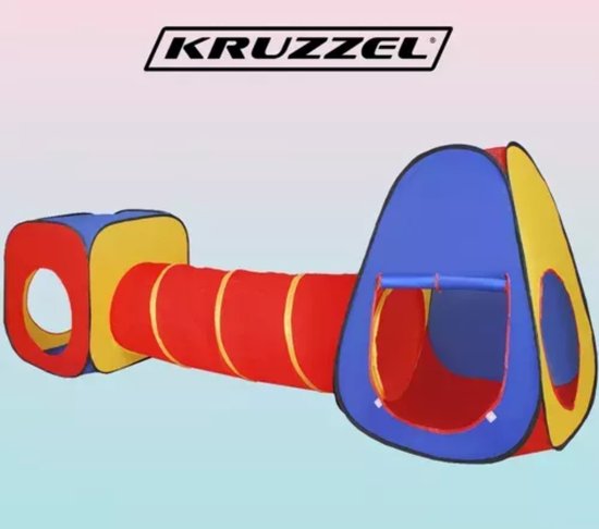 Kruzzel 3-in-1 Kinderentent: Tipi, Tunnel & Speelhuis - Multifunctioneel Speelplezier!