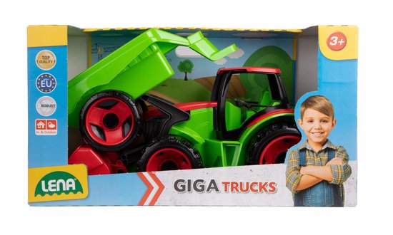 Grote Lena Traktor met Laadschop en Aanhanger - 107 cm