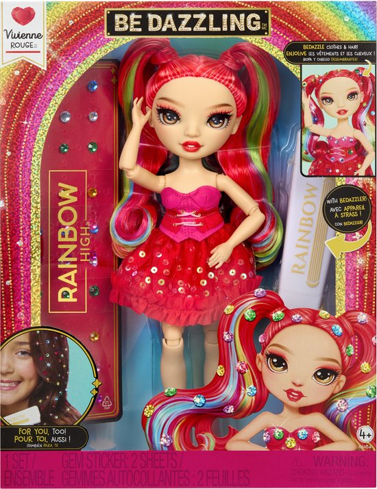 Rainbow High Be Dazzling-modepoppen - Vivienne Rouge (rood) met bedazzle-tool en glinsterende strass-steentjes
