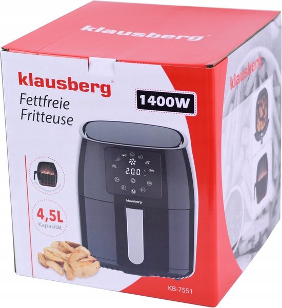 Klausberg 7551 - Digitale heteluchtfriteuse XL 4,5L - Family size - Airfryer