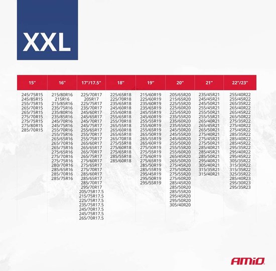 AMiO Textiele Sneeuwkettingen/Sneeuwsokken voor Autobanden XXL - EN16662-1 / Önorm V5121 Rood (2 stuks)