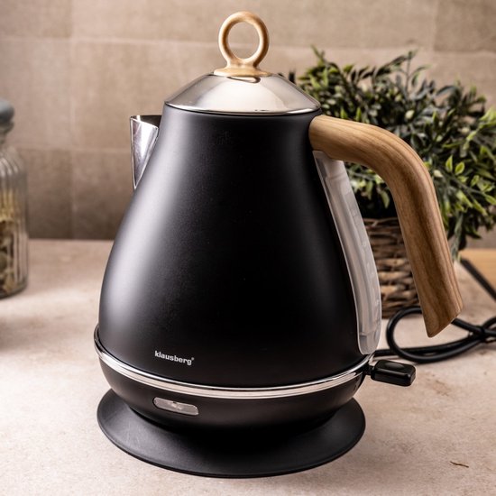 Klausberg 7706 - Retro Waterkoker - 1,7L - RVS - Zwart