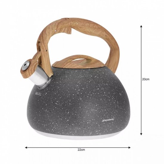 Klausberg 7509 - Fluitketel - grijs marmer - 2.8 liter
