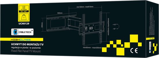 Cabletech High Class - TV-Muurbeugel - 37-70 inch - Verstelbaar - VESA-kompatibel