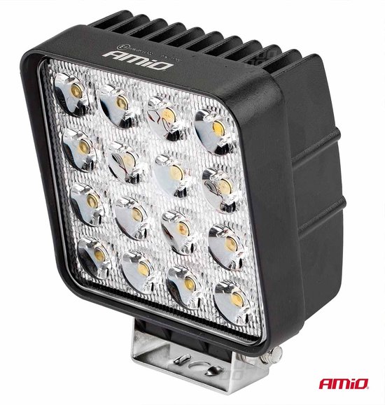 AMiO Krachtige Werklamp AWL05 EMC 108x108 48W PLAT 9-60V Verstraler Spot Robuust Offroad