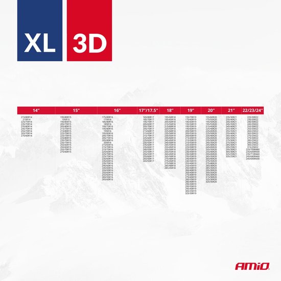 AMIO 3D XL Textiele Sneeuwkettingen voor Autobanden – EN16662-1 ÖNORM V5121 – Veilig Rijden op Sneeuw en IJs
