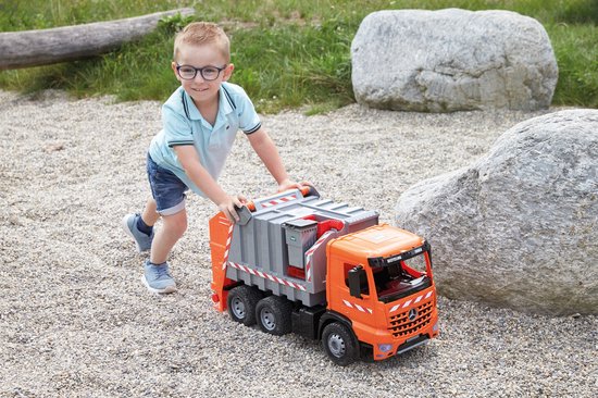 Lena Giga Trucks Vuilniswagen - Oranje speelgoed voor 3+ jaar - 71 cm