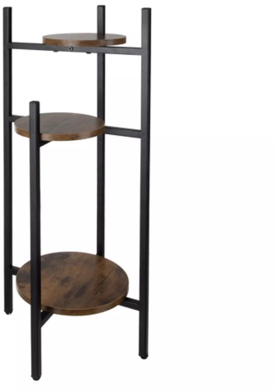 Ruhhy plantenstandaard 80 cm – metalen bloemenstandaard – 3 niveaus in loftstijl