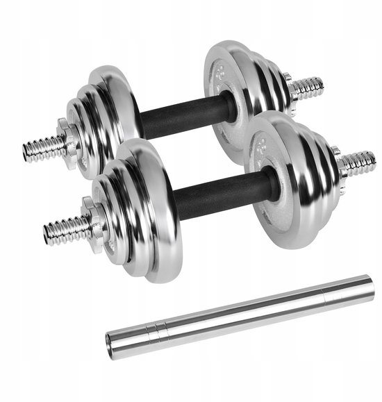 Verstelbare Chromen Halterset 20kg met Gewichten en Stang