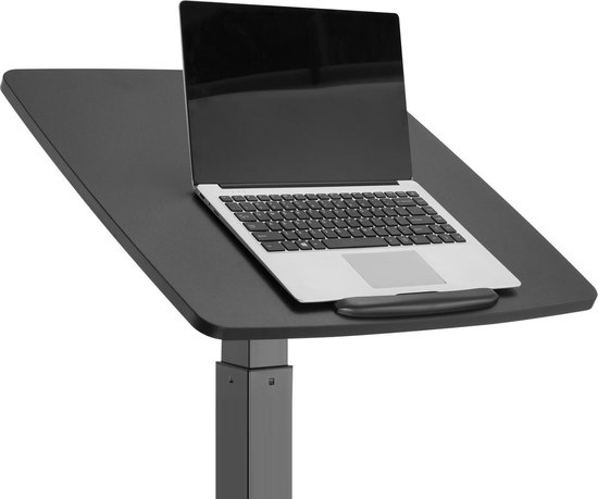 Maclean - Laptoptafel - Zit-sta bureau - laptoptandaard - In hoogte verstelbaar laptop bureau met wieltjes - verstelbaar tot max. 113cm 30 graden Kantelbaar Zwart