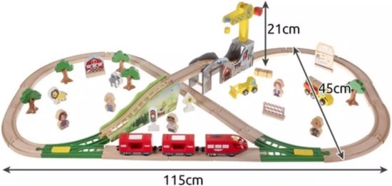 Kruzzel Houten Treinset: Stimuleer Creativiteit en Motoriek bij Kinderen