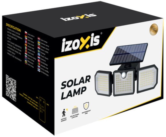 Izoxis Solar LED buitenlamp 167 leds 500 lumen met bewegingssensor, IP65 en afstandsbediening