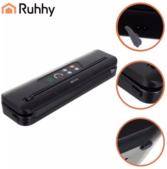 Ruhhy vacuummachine – 80 kPa sealer met snijder, 10 zakken en dry/wet-functie