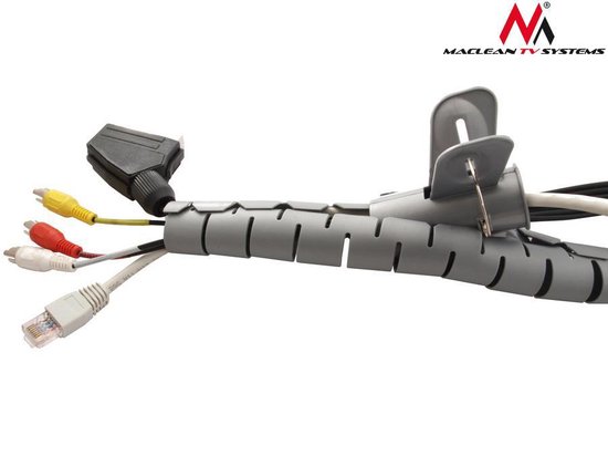 Kabelgeleider organizer voor kabels 25 mm x 2 m-kabels Maclean MCTV-676 S kleur grijs